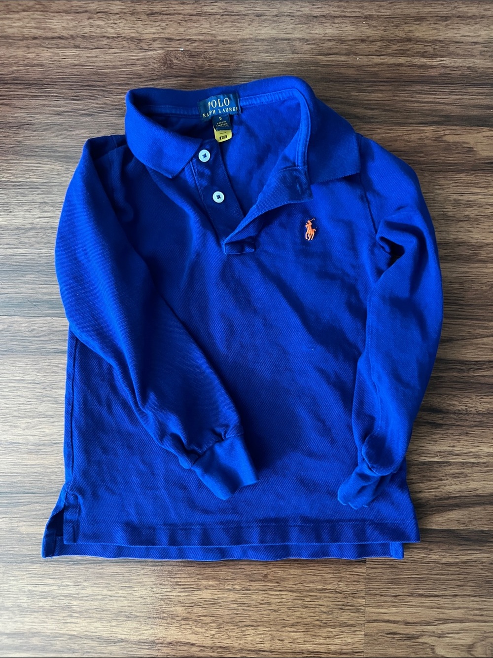 Polo by Ralph Lauren Boys' Royal Blue Long-Sleeve Polo with Orange Pony